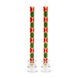 Macrodot Dinner Candles - Red  &  Green - Set of 2 image one