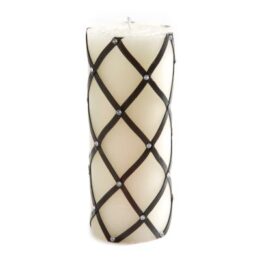 Fishnet Sparkle Pillar Candle - 6" - Black