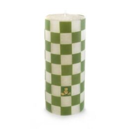 Check Pillar Candle - 6" - Green