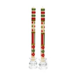 Jester Dinner Candles - Red, Green, & Gold - Set of 2