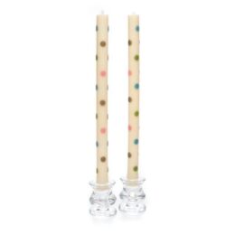 Multi Dots Dinner Candles - Pastel - Set of 2