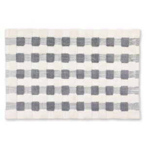 Texture Check Basic Bath Rug - Sterling and White