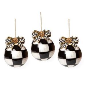 Farmhouse Check Capiz Ornaments - Set of 3