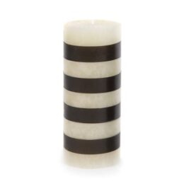 Bands Pillar Candle - 6" - Black & Ivory