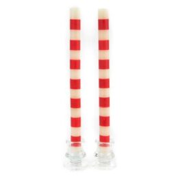 Bands Dinner Candles - Red - Set of 2