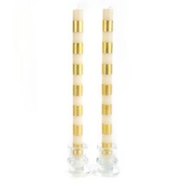 Bands Dinner Candles - Gold - Set of 2