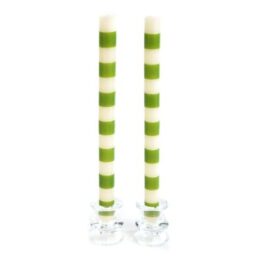 Bands Dinner Candles - Green - Set of 2