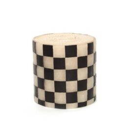 Check Pillar Candle - 5" - Black & Ivory