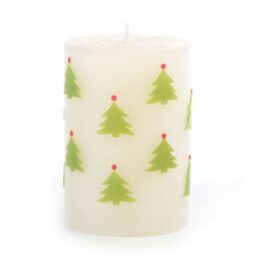 Christmas Tree Pillar Candle - 4" - Red & Green