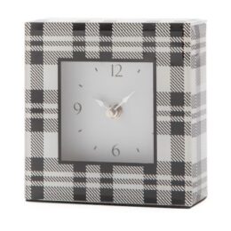 Black & White Tartan Desk Clock