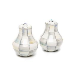 Sterling Check Enamel Salt & Pepper Shakers