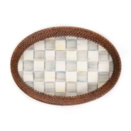 Sterling Check Rattan & Enamel Tray - Small