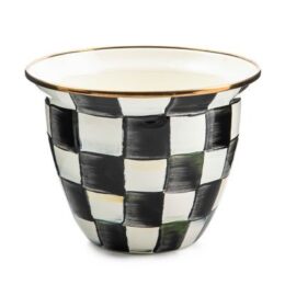 Courtly Check Enamel Flower Pot - Large