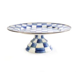 Royal Check Enamel Pedestal Platter - Large