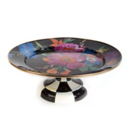 Flower Market Small Pedestal Platter - Black