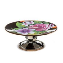 Flower Market Mini Pedestal Platter - Black