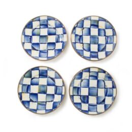 Royal Check Enamel Appetizer Plates - Set of 4